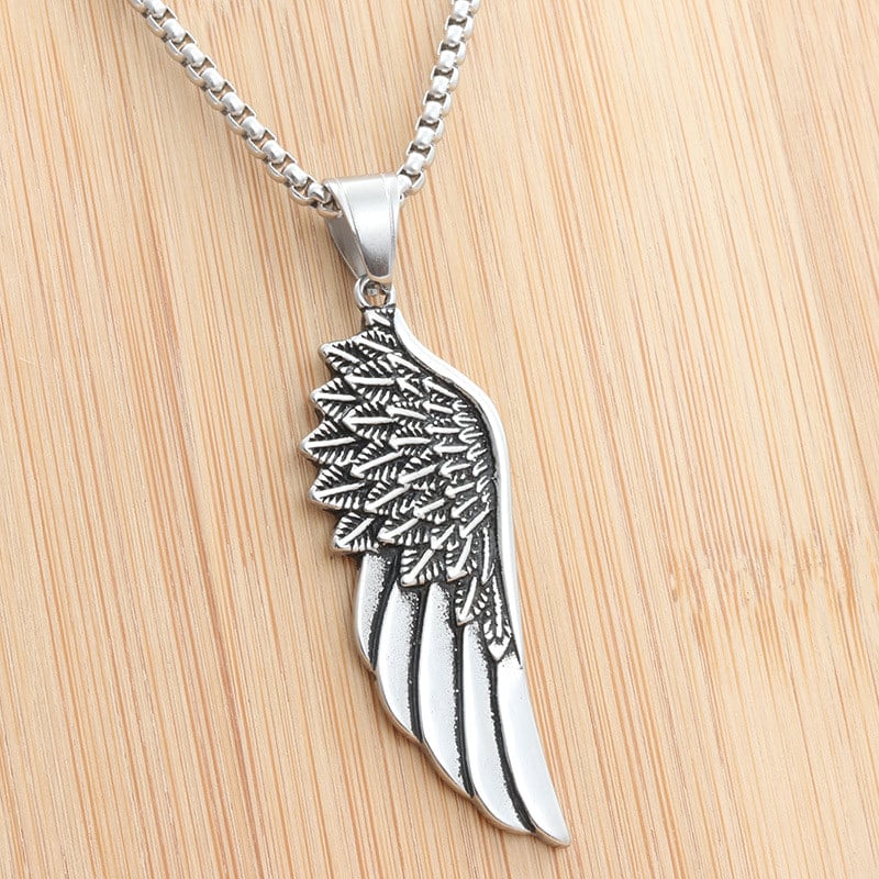 Picture of Angel Wings Animal Mens Long Necklaces Pendants Chain Punk  for Boy Male Stainless Steel Jewelry/Stainless Steel Chain Pendant Necklace For Men / Necklace For Men - Silver