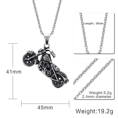 Picture of New Fashion Tibetan Silver Color Pendant Motorcycle Necklace Choker Charm Black Leather Cord Factory Price Handmade Jewelry - Black
