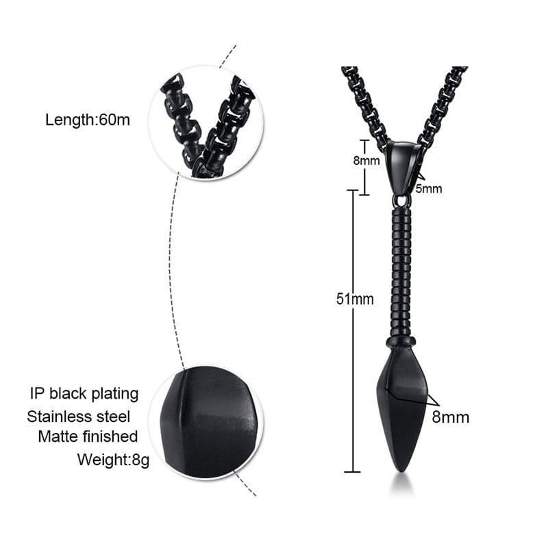 Picture of Fashion Spear Pendant Necklace Men Arrow Head Pendant Hot Fashion Chain For Men - Black
