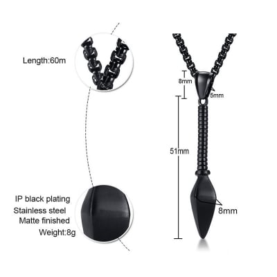 Picture of Fashion Spear Pendant Necklace Men Arrow Head Pendant Hot Fashion Chain For Men - Black