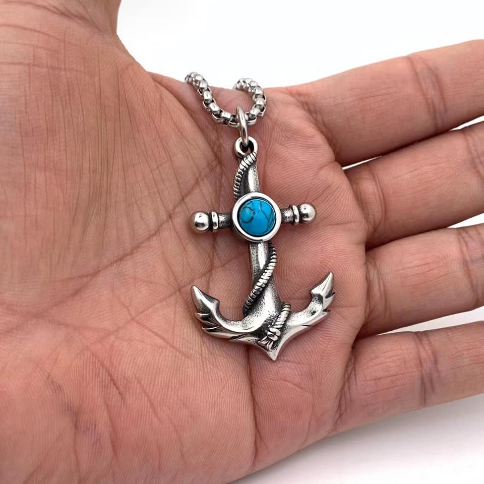 Picture of Silver Man Necklaces Chain Pendants For Men - Blue