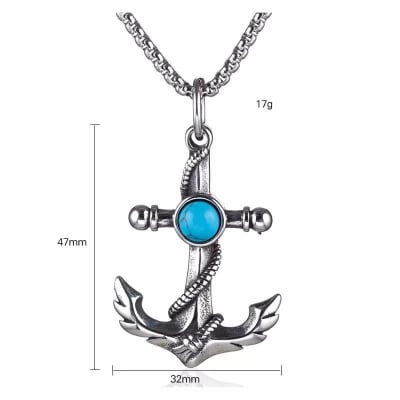 Picture of Silver Man Necklaces Chain Pendants For Men - Blue
