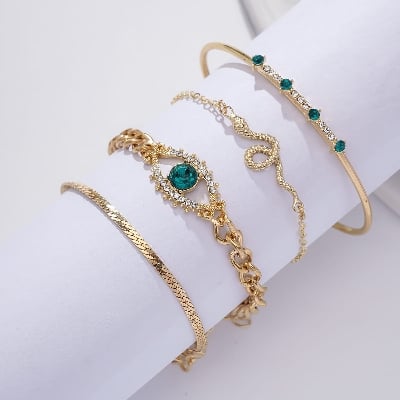 Picture of Women's Bracelet Set - Fashionable Jewelry Accessory - Gold