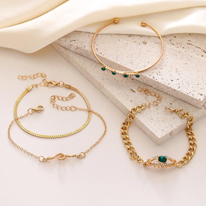 Picture of Women's Bracelet Set - Fashionable Jewelry Accessory - Gold