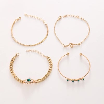 Picture of Women's Bracelet Set - Fashionable Jewelry Accessory - Gold
