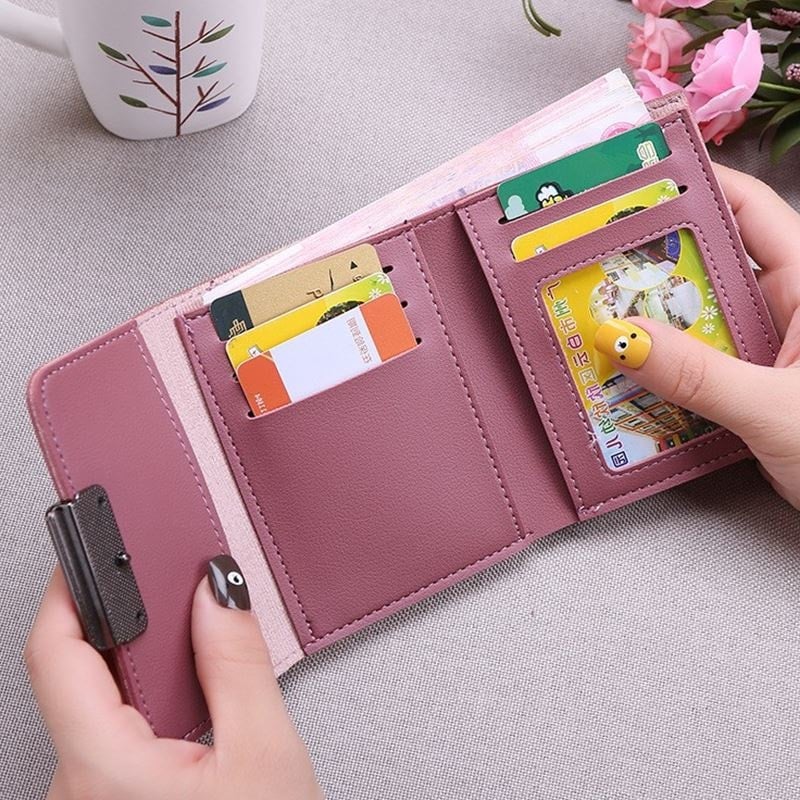 Picture of Small leather wallet for women - Maroon