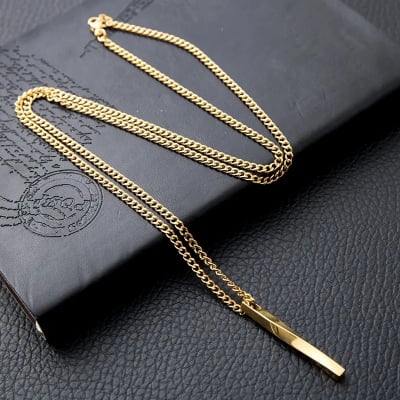 Picture of Men Fashion Jewellery Stainless Steel Necklaces Chain For Men - Gold