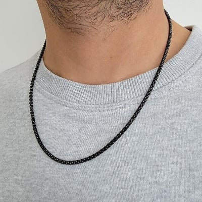 Picture of Men's Necklace Stainless Steel Cuban Link Chain - Chain - Black