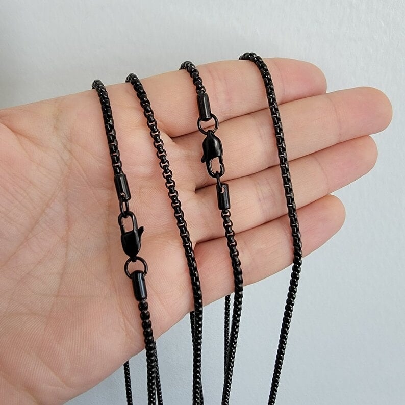 Picture of Men's Necklace Stainless Steel Cuban Link Chain - Chain - Black