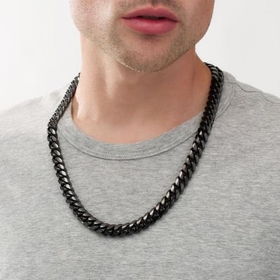 Picture of Men's Necklace Stainless Steel Cuban Link Chain - Chain - Black