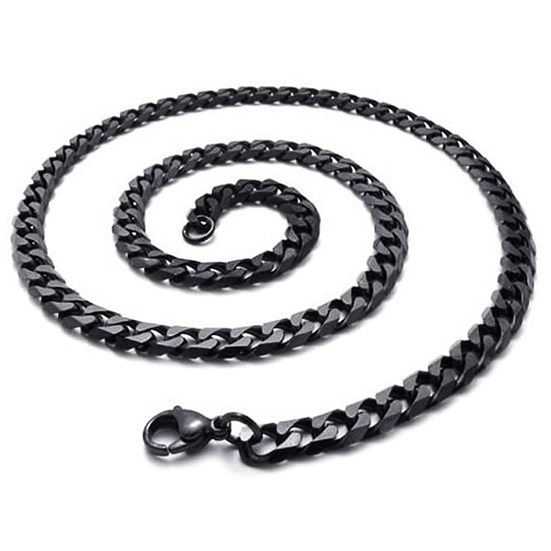 Picture of Men's Necklace Stainless Steel Cuban Link Chain - Chain - Black