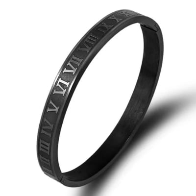 Picture of men bracelet stainless steel bangle bracelet mens fashion titanium steel - Black