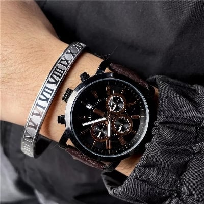 Picture of siliver Stainless Steel Cuff Bracelet for Men - Silver