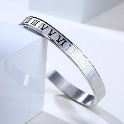 Picture of siliver Stainless Steel Cuff Bracelet for Men - Silver