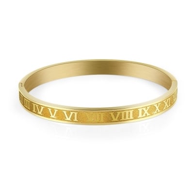 Picture of Bracelet Men Luxury Men Bracelet Stainless Steel Roman Numeral Strap Bracelet Men - Gold