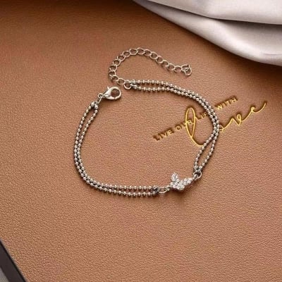 Picture of Crystal Cute Butterfly Women's Fashion Jewelry Accessory - Silver
