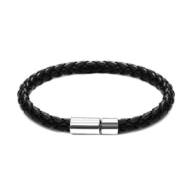 Picture of Trendsetter -Black Brown Braided Leather Bracelet For Men Male Jewelry Gift Stainless Steel Magnetic Clasp- Inventive Choice