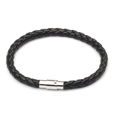 Picture of Trendsetter -Black Brown Braided Leather Bracelet For Men Male Jewelry Gift Stainless Steel Magnetic Clasp- Inventive Choice