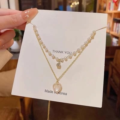 Picture of Highly Sustainable - Pearl Heart Necklace, Unique Trendy Aesthetic Necklace for Women - Durabilty Assured - Designed - Urban Vibes - Gold