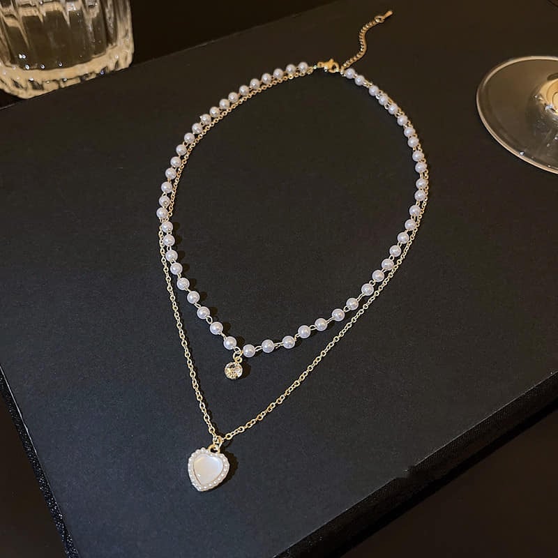 Picture of Highly Sustainable - Pearl Heart Necklace, Unique Trendy Aesthetic Necklace for Women - Durabilty Assured - Designed - Urban Vibes - Gold