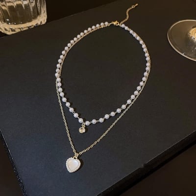 Picture of Highly Sustainable - Pearl Heart Necklace, Unique Trendy Aesthetic Necklace for Women - Durabilty Assured - Designed - Urban Vibes - Gold