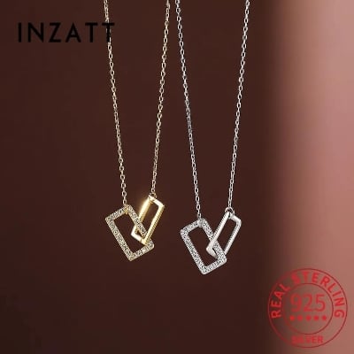 Picture of Stylish - Modern Vibe - Easily Usable - Dainty Double Square Necklace Chain For Women/ Girls - Easy To maintain - Understated Sophistication - Silver