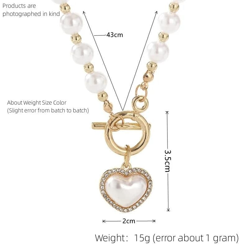 Picture of Understated Athleisure  Avant Grade  Upscale Need  Pearl Necklaces Crystal Love Chain Necklace For Women  Sensible  Must Have Progressively Better - Silver