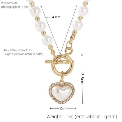 Picture of Understated Athleisure  Avant Grade  Upscale Need  Pearl Necklaces Crystal Love Chain Necklace For Women  Sensible  Must Have Progressively Better - Silver