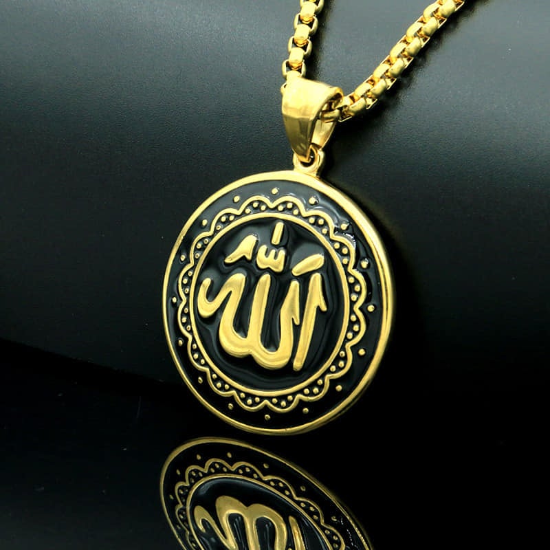 Picture of Trendsetter - Fashion Innovator - Easily Usable - Golden Pendant Allah hu Pendant Necklace For Man & Women - Easy To maintain