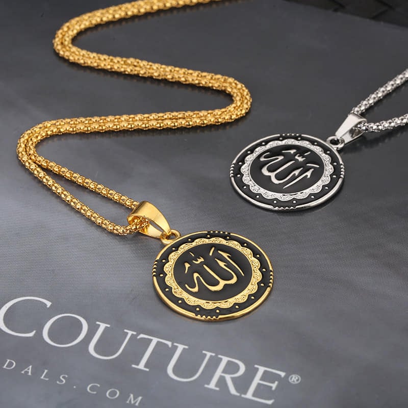 Picture of Trendsetter - Fashion Innovator - Easily Usable - Golden Pendant Allah hu Pendant Necklace For Man & Women - Easy To maintain