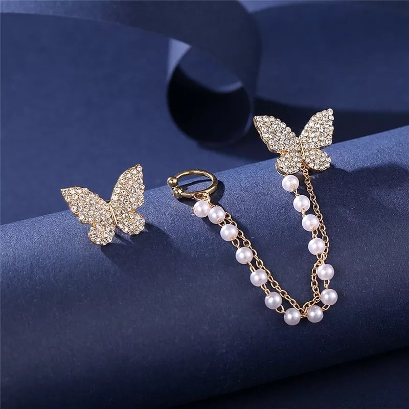 Picture of Premium Quality - Earrings for Girls Simple Fashion/ Earrings for Women/Butterfly Long Tassel Earrings /Ear Clip - Couture - High-end - White