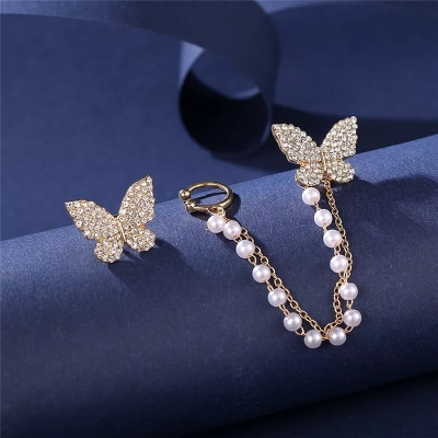 Picture of Premium Quality - Earrings for Girls Simple Fashion/ Earrings for Women/Butterfly Long Tassel Earrings /Ear Clip - Couture - High-end - White