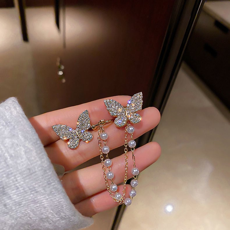 Picture of Premium Quality - Earrings for Girls Simple Fashion/ Earrings for Women/Butterfly Long Tassel Earrings /Ear Clip - Couture - High-end - White