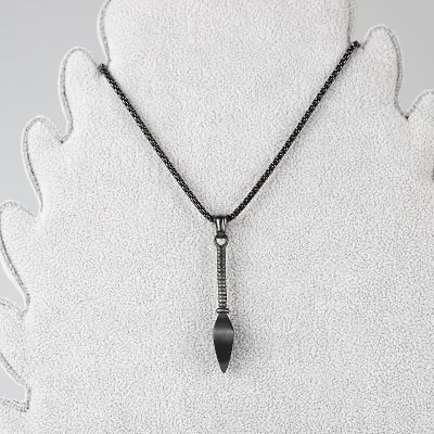Picture of Fashion Spear Pendant Classic Men Necklace Simple Stainless Steel Box Chain Long Pendant Necklace For Men Jewelry Gift/ Men Fashion - Black