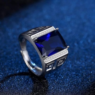 Picture of Up Graded - Ensemble Yourself - Superb Quality - New Sterling Natural Men'S Ring - Trend and Needful - Well Inspired & Crafted - Blue