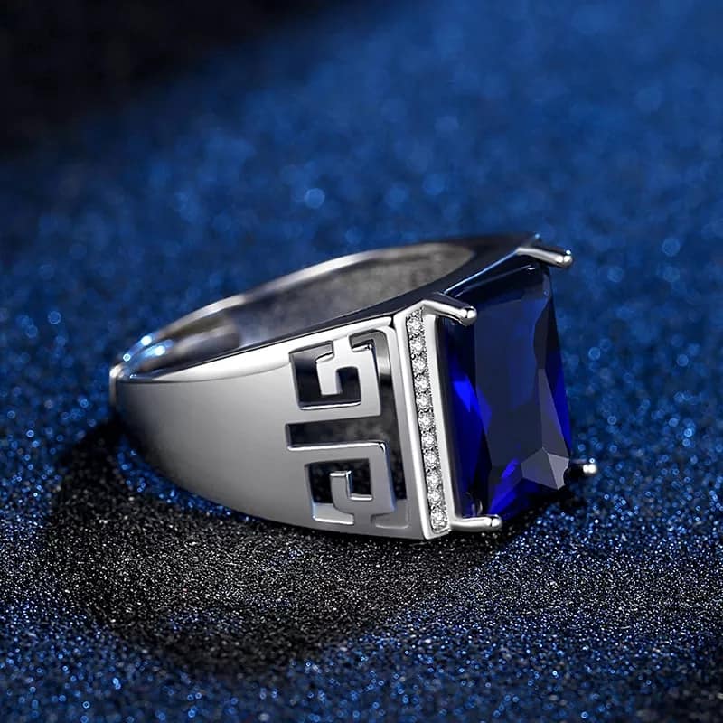 Picture of Up Graded - Ensemble Yourself - Superb Quality - New Sterling Natural Men'S Ring - Trend and Needful - Well Inspired & Crafted - Blue