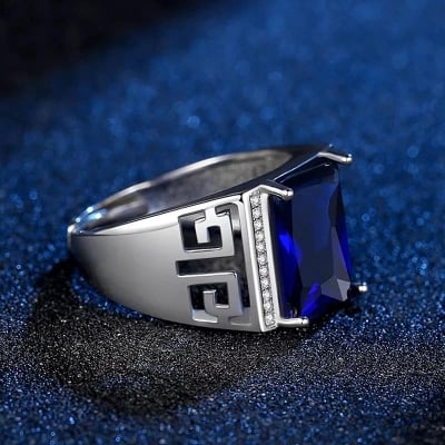 Picture of Up Graded - Ensemble Yourself - Superb Quality - New Sterling Natural Men'S Ring - Trend and Needful - Well Inspired & Crafted - Blue
