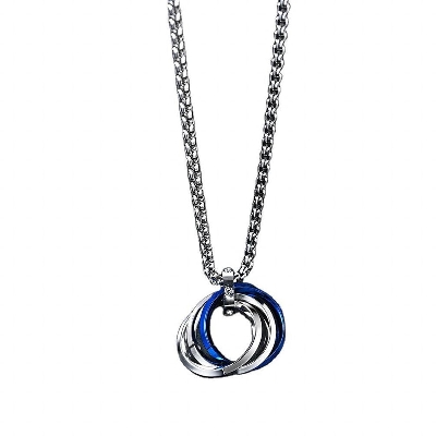 Picture of Stylish Addition - 3-Color Circle Pendant Necklace Stainless Steel Couple Necklace Men'S Party Jewelry Chain - Sustainable Choice - Multicolor
