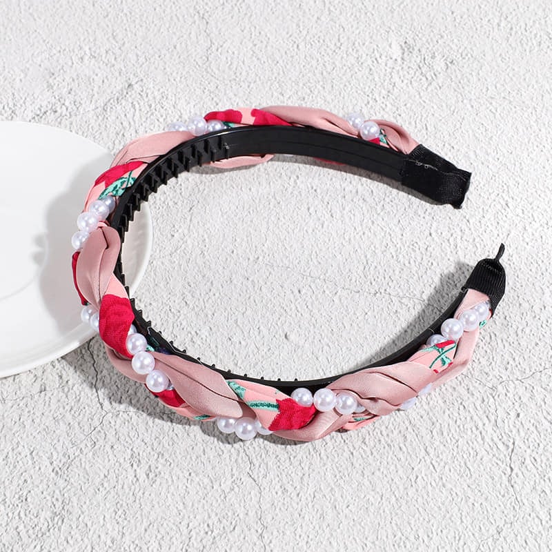 Picture of Korean Pink Pearl Headband Hair Bands For Women - Pink