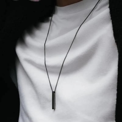 Picture of Easily Usable - Black New Collection Stainless Steel Trendy Fashion Necklace For Men - Easy To maintain - Understated Sophistication - Black