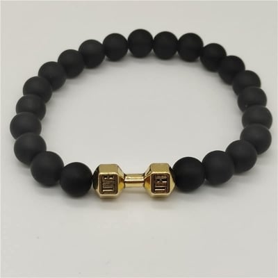 Picture of Trendsetter - Fashion Innovator - Easily Usable - Male Fitness Golden Dumbbell Sports Bracelet for Men - Easy To maintain - Gold