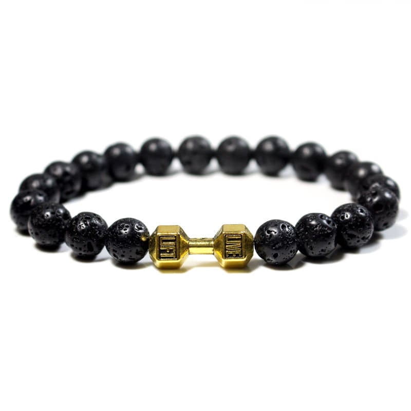 Picture of Trendsetter - Fashion Innovator - Easily Usable - Male Fitness Golden Dumbbell Sports Bracelet for Men - Easy To maintain - Gold