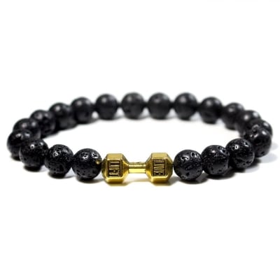 Picture of Trendsetter - Fashion Innovator - Easily Usable - Male Fitness Golden Dumbbell Sports Bracelet for Men - Easy To maintain - Gold