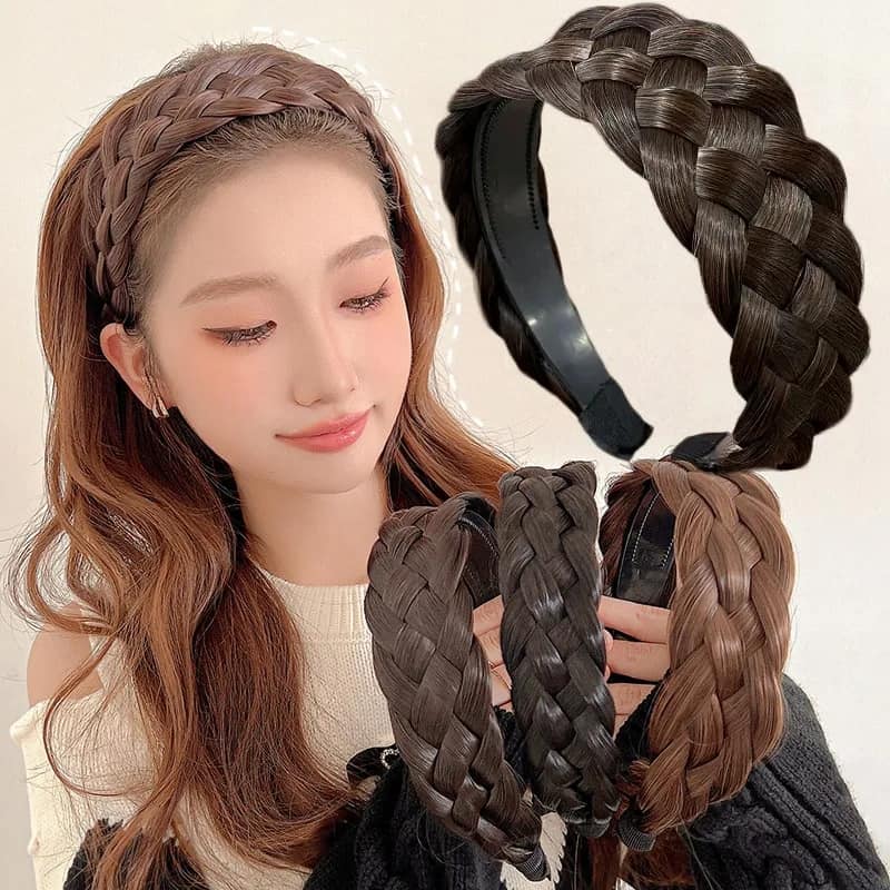 Picture of Women Fashion Twisted Wig Large Braid Hair Band Braided Headband Hair Accessories For Women/Girls-বিনুনি হেডব্যান্ড হেয়ারব্যান্ড