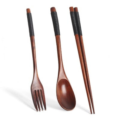 Picture of Japanese Wood Cooking Utensils With Case | Spoon Set, Natural wooden - Brown