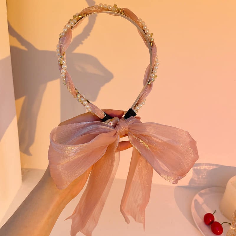 Picture of Korean Style Headband Flower Cotton Hair Hoop For Women /Girls - Pink