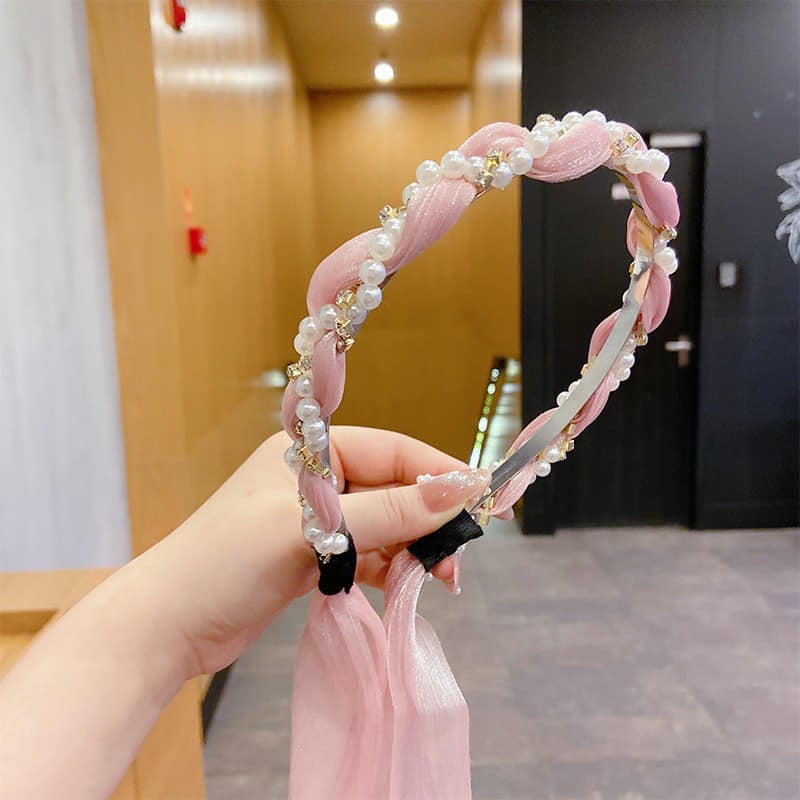 Picture of Korean New Women Pearl Hairbands with Floral HairBands For Women /Girls