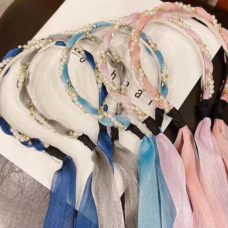Picture of Korean New Women Pearl Hairbands with Floral HairBands For Women /Girls