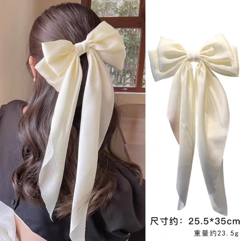Picture of Big Ponytail Pearl Attach Bow Clip For Woman And Girls For Summer Style - Hair Clip