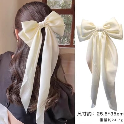 Picture of Big Ponytail Pearl Attach Bow Clip For Woman And Girls For Summer Style - Hair Clip